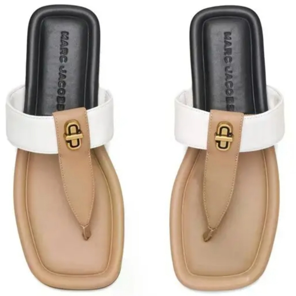 Marc Jacobs Dual T Sandals - Brown and White